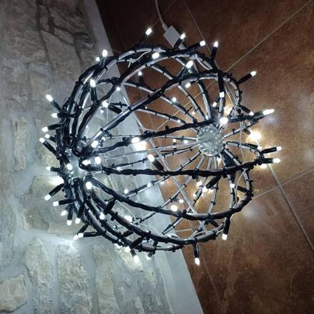 DecoLED LED světelná koule, ledově bílá, pr. 40 cm, černý kabel