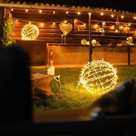 DecoLED LED světelná koule, teple bílá, pr. 60 cm, černý kabel