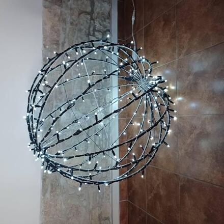 DecoLED LED světelná koule, ledově bílá, černý kabel, pr. 80 cm