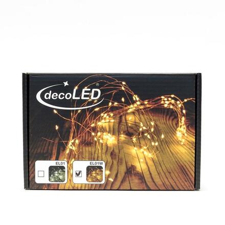 DecoLED LED světelný řetěz - 12 x 1,5 m, teple bílá, 180 diod