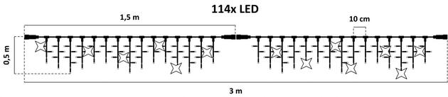 DecoLED LED světelné krápníky, FLASH, 3x0,5m, teple bílá, 114 diod,IP67 IFNX1305W