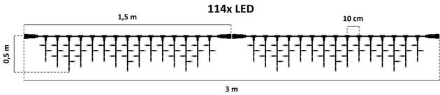 DecoLED Světelné krápníky - 3m, teple bílá, 114LED ILNX0305W