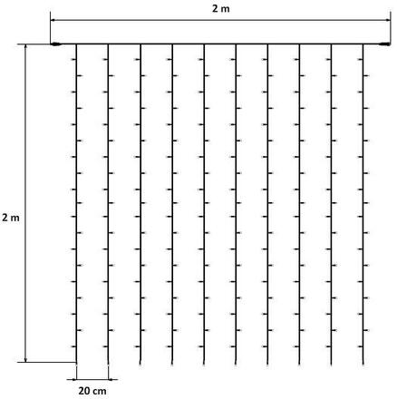 DecoLED LED světelná záclona HOBBY LINE, 2x2m, ledově bílá, 200 diod LWC22