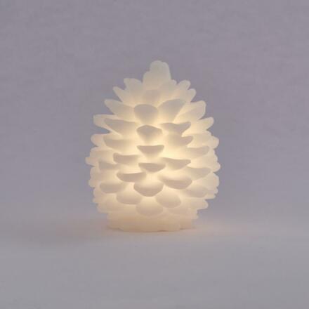LED svíčka, vosková, šiška, 14 x 18,5 cm, bílá