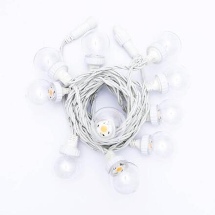DecoLED Party osvětlení 5 m, 10 teple bílých LED, průhledné baňky, bílý kabel