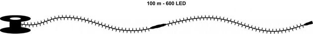 DecoLED LED světelný řetěz FLASH, 100m, teple bílá, 600 diod, IP67