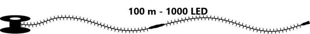 LED světelný řetěz - 100m, ledově bílá, 1000 diod