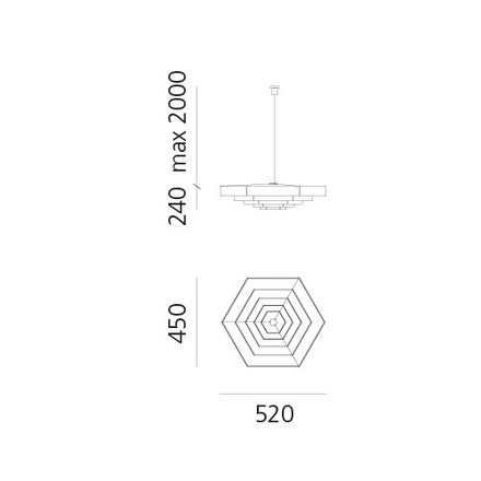 Artemide závěsné svítidlo Lampada Esagonale 52 E27 max 12W