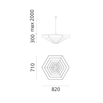 Artemide závěsné svítidlo Lampada Esagonale 82 E27 max 12 W Design Collection