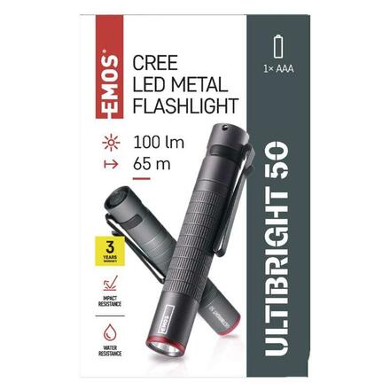 EMOS CREE LED kovová svítilna Ultibright 50, P3150, 100lm, 1xAAA P3150