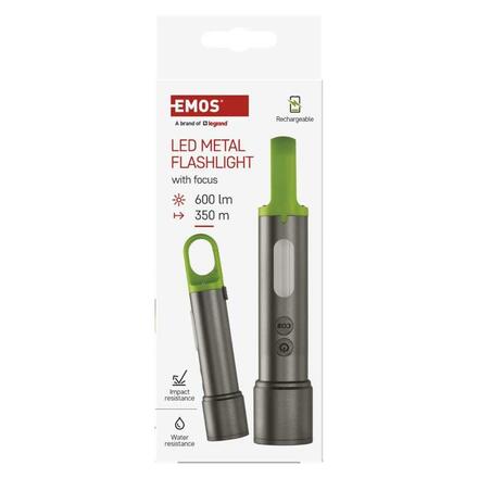 EMOS LED nabíjecí kovová svítilna, 600 lm, 1 200 mAh P3118