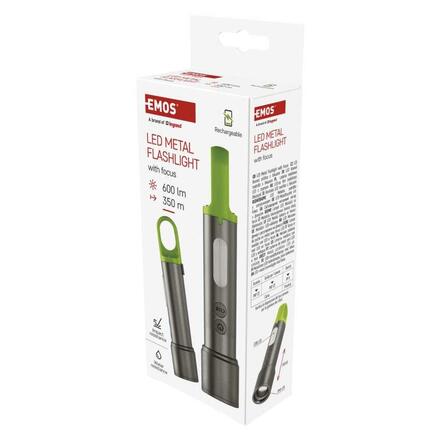EMOS LED nabíjecí kovová svítilna, 600 lm, 1 200 mAh P3118