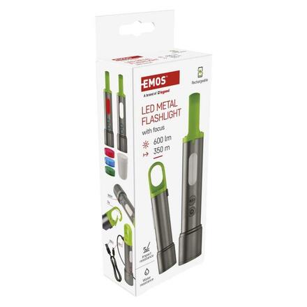 EMOS LED nabíjecí kovová svítilna, 600 lm, 1 200 mAh P3118