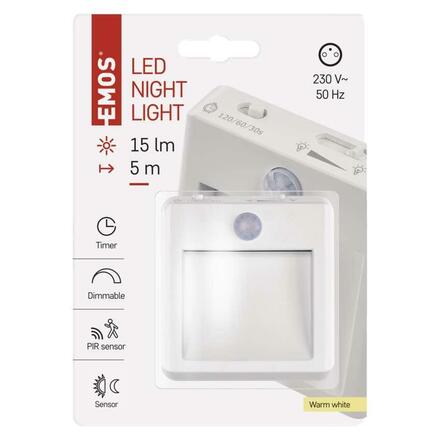 EMOS LED noční světlo P3319 s pohybovým čidlem do zásuvky P3319