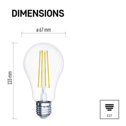 EMOS LED žárovka Filament A60 / E27 / 3,4 W (40 W) / 470 lm / teplá bílá ZF5120