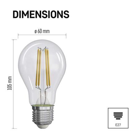 EMOS LED žárovka Filament A60 / E27 / 3,8 W (60 W) / 806 lm / teplá bílá ZF5147