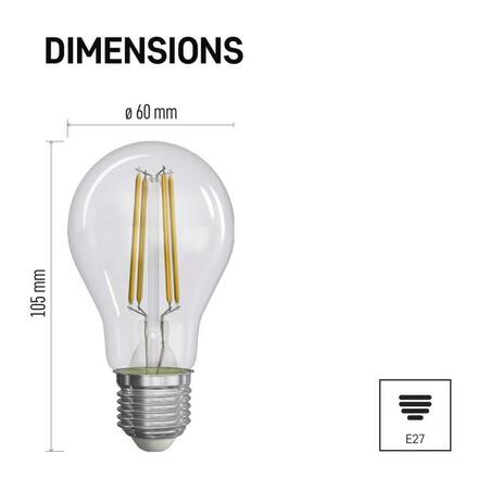 EMOS LED žárovka Filament A60 / E27 / 5 W (75 W) / 1 060 lm / teplá bílá ZF5157