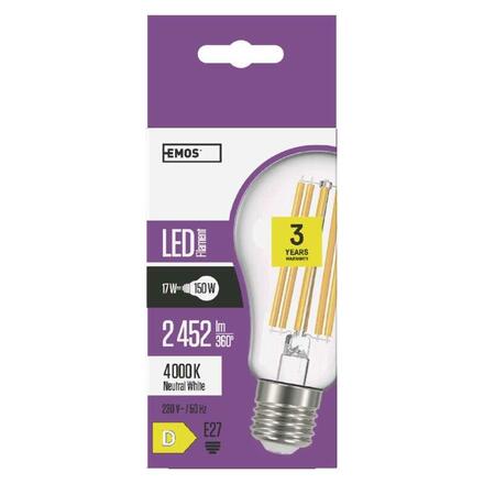 EMOS LED žárovka Filament A67 A++ 17W E27 neutrální bílá Z74291