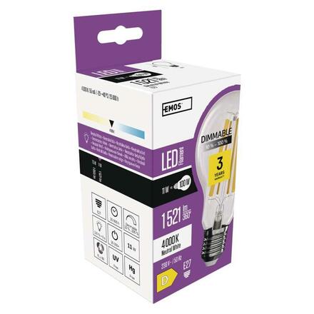 EMOS LED žárovka Filament A60 / E27 / 11W (100W) / 1521 lm / neutrální bílá ZF5264D