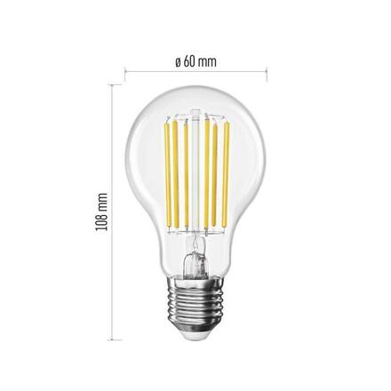 EMOS LED žárovka Filament A60 A CLASS / E27 / 7,2 W (100 W) / 1521 lm / neutrální bílá ZF5168