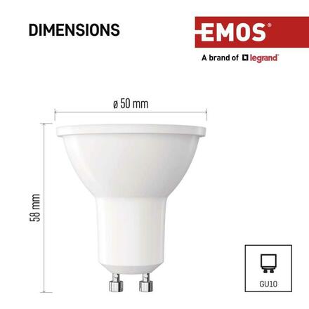 EMOS LED žárovka Classic MR16 / GU10 / 7 W (60 W) / 806 lm / studená bílá ZQ8E44