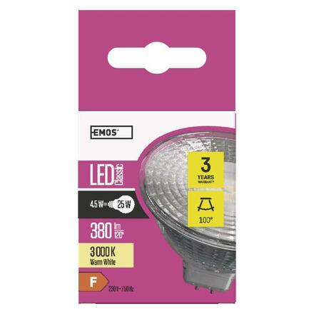 EMOS LED žárovka Classic MR16 4,5W GU5,3 teplá bílá 1525732200