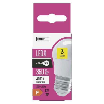 EMOS LED žárovka Classic Mini Globe 4W E27 neutrální bílá ZQ1111