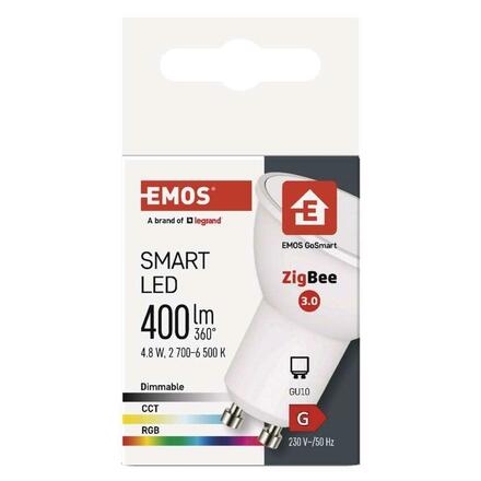 EMOS Chytrá LED žárovka GoSmart MR16 / GU10 / 4,8 W (35 W) / 400 lm / RGB / stmívatelná /Zigbee ZQZ832R