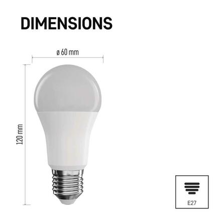 EMOS Chytrá LED žárovka GoSmart A60 / E27 / 9 W (60 W) / 806 lm / RGB / stmívatelná / Zigbee ZQZ514R