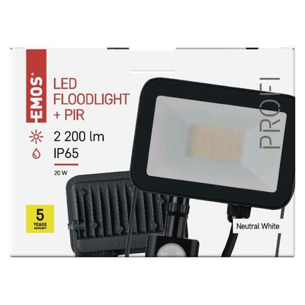 EMOS LED reflektor INOVO s pohybovým čidlem, 20 W, šedý, neutrální bílá ZS2722