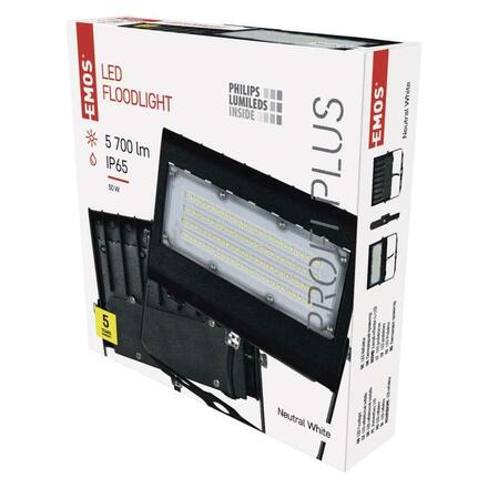 EMOS LED reflektor AGENO 50 W, černý, neutrální bílá ZS2432