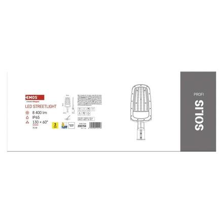EMOS LED veřejné svítidlo SOLIS 70W, 8400 lm, neutrální bílá ZO0704
