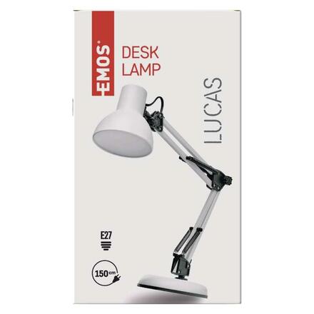 EMOS Stolní lampa LUCAS na žárovku E27, bílá Z7609W