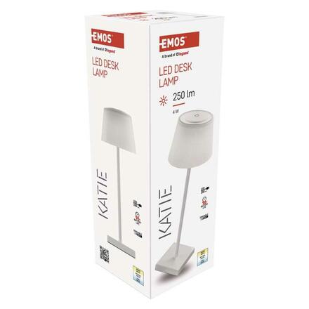 EMOS LED stolní lampa KATIE, nabíjecí, bílá Z7630W
