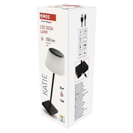 EMOS LED stolní lampa KATIE, nabíjecí, černá Z7630B