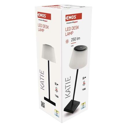 EMOS LED stolní lampa KATIE, nabíjecí, černá Z7630B
