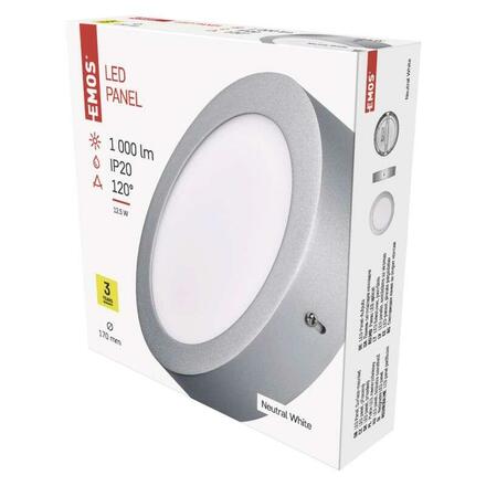EMOS LED panel 174mm, kruhový přisazený stříbrný, 12W neutr. bílá 1539057120