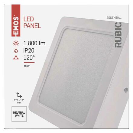 EMOS LED svítidlo RUBIC 17 x 17 cm, 18 W, neutrální bílá ZM6442