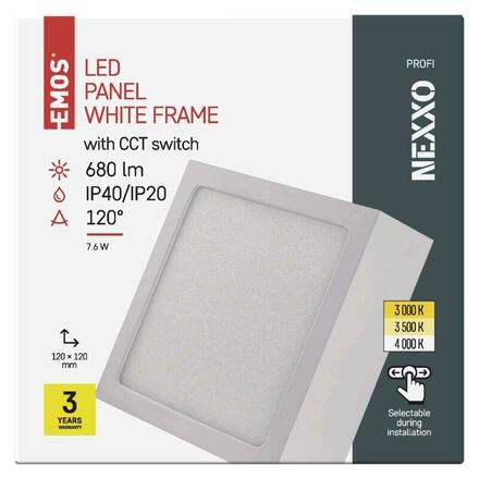 EMOS LED svítidlo NEXXO bílé, 12 x 12 cm, 7,6 W, teplá/neutrální bílá ZM6123