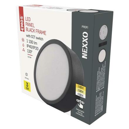 EMOS LED svítidlo NEXXO černé, 17 cm, 12,5 W, teplá/neutrální bílá ZM5333