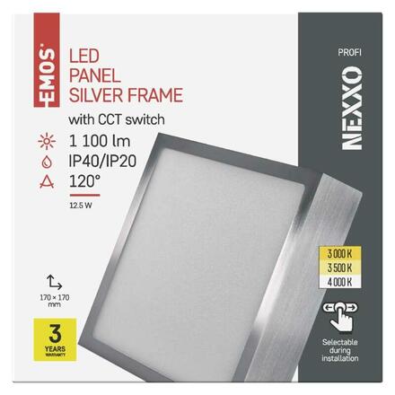 EMOS LED svítidlo NEXXO broušený nikl, 17 x 17 cm, 12,5 W, teplá/neutrální bílá ZM6233