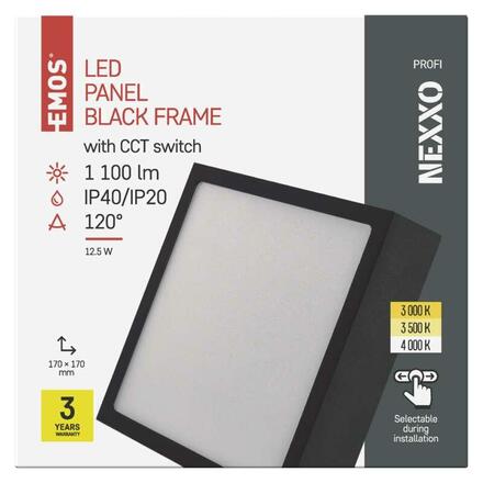 EMOS LED svítidlo NEXXO černé, 17 x 17 cm, 12,5 W, teplá/neutrální bílá ZM6333
