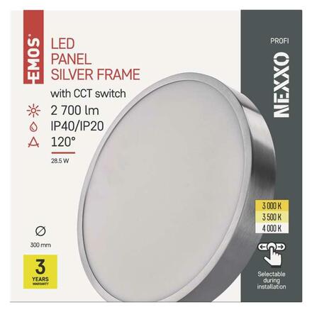 EMOS LED svítidlo NEXXO broušený nikl, 30 cm, 28,5 W, teplá/neutrální bílá ZM5253