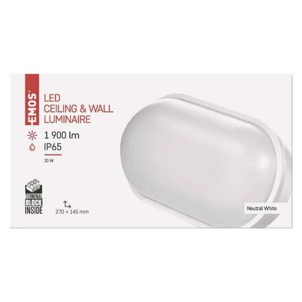 EMOS Lighting LED přisazené svítidlo, oválné bílé 20W neutrální bílá, IP65 1539722010