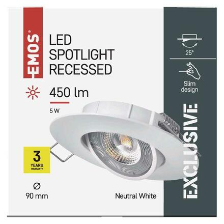 EMOS LED bodové svítidlo Exclusive bílé 5W neutrální bílá 1540115570