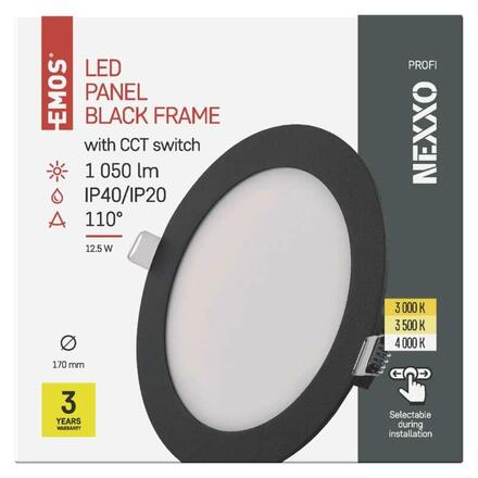 EMOS LED podhledové svítidlo NEXXO černé, 17 cm, 12,5 W, teplá/neutrální bílá ZD1333