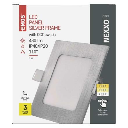 EMOS LED podhledové svítidlo NEXXO stříbrné, 12 x 12 cm, 7 W, teplá/neutrální bílá ZD2223