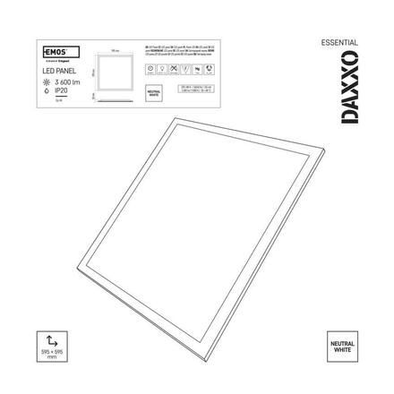 EMOS LED panel DAXXO backlit 60×60, čtvercový vestavný bílý, 36W neutr. b. ZB2414