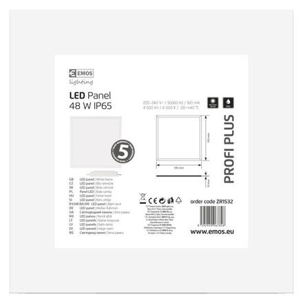 EMOS Lighting LED panel 60×60, čtvercový vestavný bílý, 48W neutr.b., IP65 1544104820