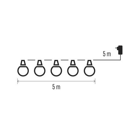 EMOS LED světelný řetěz – 10x párty žárovky mléčné, 5 m, venkovní i vnitřní, teplá bílá DCPW01